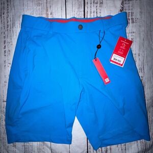 Redvanly Mens Medium Ibiza Blue Hanover Pull-On Golf Shorts 9" MSRP $110 NWT